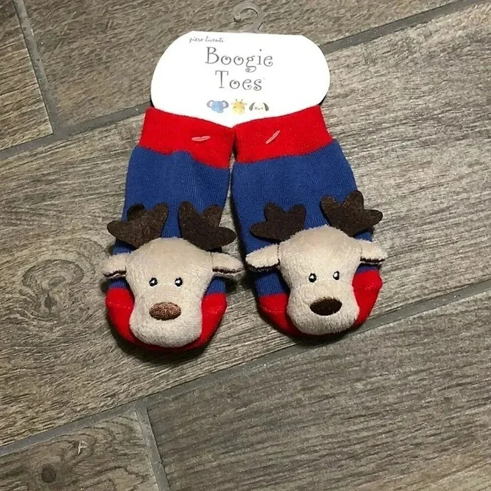 boutique infant toddler christmas Reindeer rattle sock for 1-2year